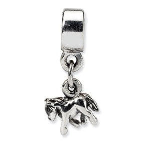 Sterling Silver Kids Pony Dangle Bead Charm hide-image