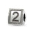 Number 2 Triangle Block Charm Bead in Sterling Silver