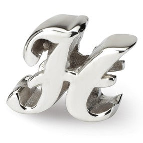 Sterling Silver Letter H Script Bead Charm hide-image