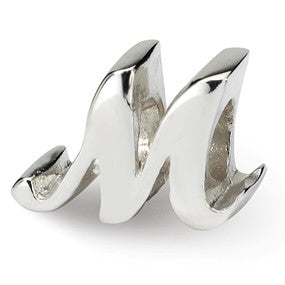 Sterling Silver Letter M Script Bead Charm hide-image