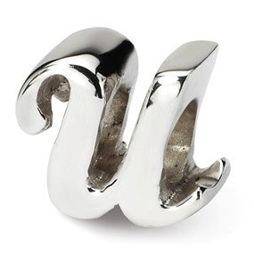 Sterling Silver Letter U Script Bead Charm hide-image