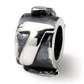 Sterling Silver Letter T Message Bead Charm hide-image