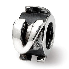 Sterling Silver Letter V Message Bead Charm hide-image