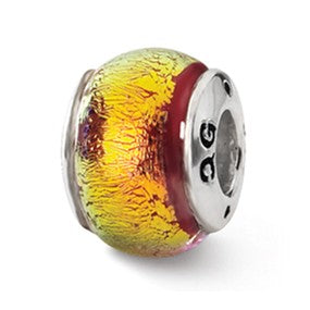 Sterling Silver Orange Dichroic Glass Bead Charm hide-image