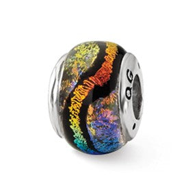 Sterling Silver Rainbow Dichroic Glass Bead Charm hide-image