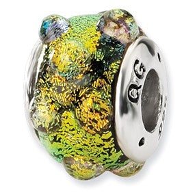 Sterling Silver Orange Dichroic Glass Bead Charm hide-image