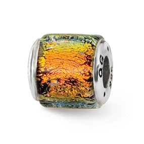 Sterling Silver Orange Dichroic Glass Bead Charm hide-image