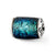 Blue Dichroic Glass Barrel Charm Bead in Sterling Silver