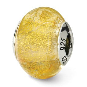 Sterling Silver Yellow Italian Murano Bead Charm hide-image