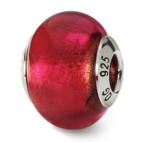 Sterling Silver Red Italian Murano Bead Charm hide-image