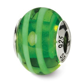 Sterling Silver Green Italian Murano Bead Charm hide-image