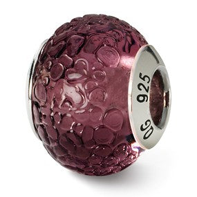 Sterling Silver Purple Italian Murano Bead Charm hide-image