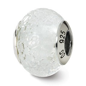 Sterling Silver White Italian Murano Bead Charm hide-image