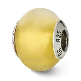 Sterling Silver Yellow Matte Italian Murano Bead Charm hide-image
