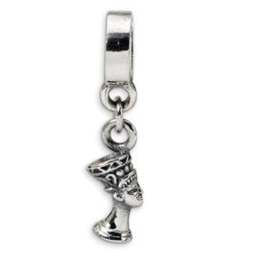 Sterling Silver Nefertiti Dangle Bead Charm hide-image