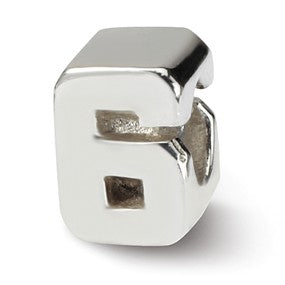 Sterling Silver Kids Number 6 Bead Charm hide-image