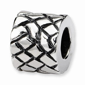 Sterling Silver Basket Weave Bali Bead Charm hide-image