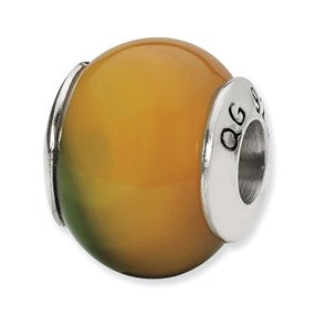 Sterling Silver Yellow-Green Agate Stone Bead Charm hide-image