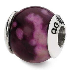 Sterling Silver Purple Magnesite Stone Bead Charm hide-image