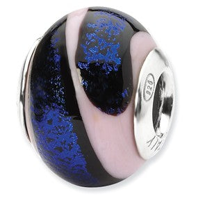 Sterling Silver Blue/Pink Italian Murano Bead Charm hide-image
