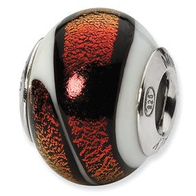 Sterling Silver White/Red Italian Murano Bead Charm hide-image
