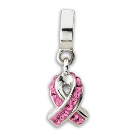 Sterling Silver Swarovski Elements Awareness Dangle Bead Charm hide-image