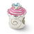 Sterling Silver Pink Enameled Cupcake Bead Charm hide-image