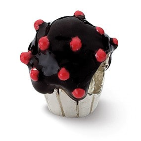 Sterling Silver Enameled Cupcake Bead Charm hide-image