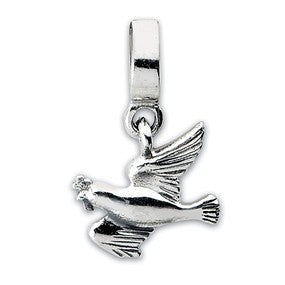 Sterling Silver Dove Dangle Bead Charm hide-image