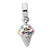 Sterling Silver CZ Ice Cream Cone Dangle Bead Charm hide-image