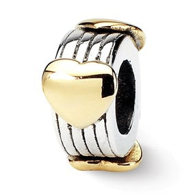 Sterling Silver & Gold Plated Heart Bead Charm hide-image