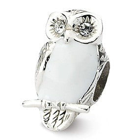 Sterling Silver Enameled Wise Owl Bead Charm hide-image