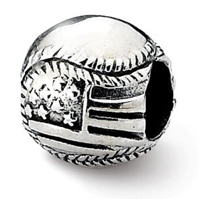 Sterling Silver USA Flag Baseball Bead Charm hide-image