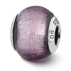 Sterling Silver Lavender Italian Murano Bead Charm hide-image