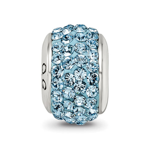 Sky Blue Full Swarovski Crystal Charm Bead in Sterling Silver