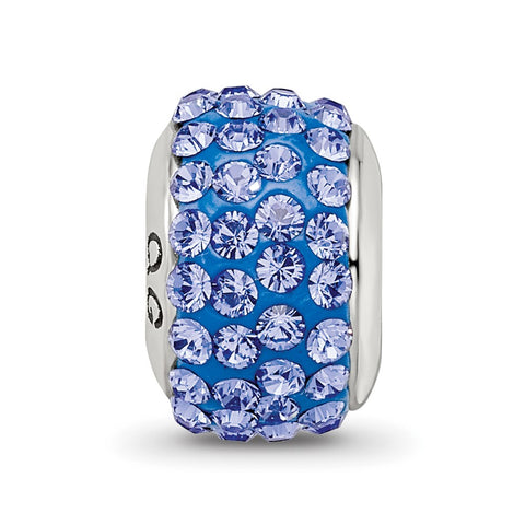 Blue Full Swarovski Crystal Charm Bead in Sterling Silver