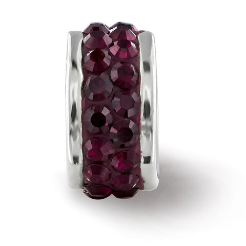 Dark Maroon Double Row Swarovski Charm Bead in Sterling Silver