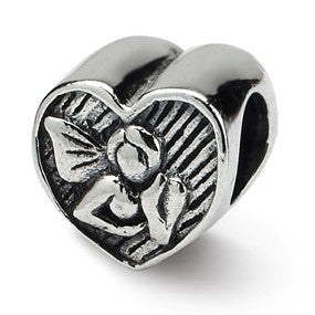 Sterling Silver Angel Heart Bead Charm hide-image