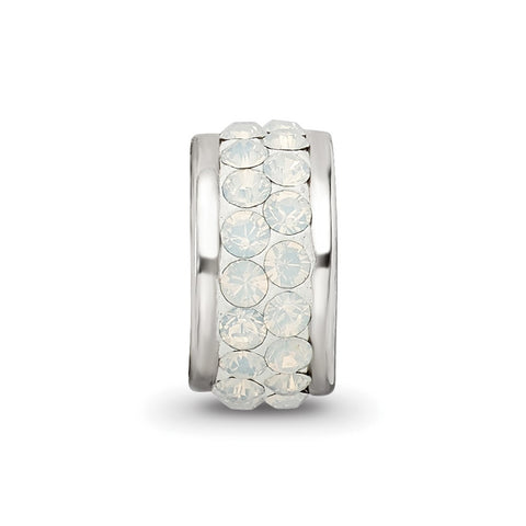 Cream Double Row Swarovski Crystal Charm Bead in Sterling Silver