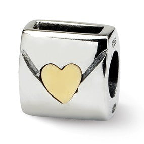 Sterling Silver & Gold Plated Love Note Bead Charm hide-image