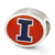 Enameled University of Illinois Collegiate Charm Bead in Sterling Silver