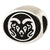 Antiqued Colorado State University Collegiate Charm Bead in Sterling Silver