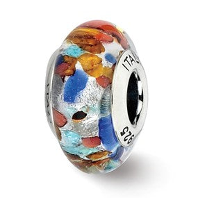 Sterling Silver Red/Orange/Blue Italian Murano Bead Charm hide-image