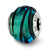 Teal w/Black Stripes Italian Murano Charm Bead in Sterling Silver