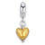Yellow Heart Italian Murano Charm Dangle Bead in Sterling Silver
