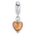 Pink/Orange Italian Murano Charm Dangle Bead in Sterling Silver