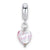 Sterling Silver Pink Heart Italian Murano Dangle Bead Charm hide-image