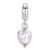 Pink Heart Italian Murano Charm Dangle Bead in Sterling Silver