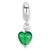 Sterling Silver Green Heart Italian Murano Dangle Bead Charm hide-image