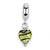 Sterling Silver Heart Lime Stripe Ital Murano Dangle Bead Charm hide-image